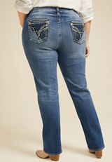 Plus Size Vigoss&reg; Straight Heritage Thick Stitch Pocket High Rise Jean, MEDIUM SANDBLAST, small