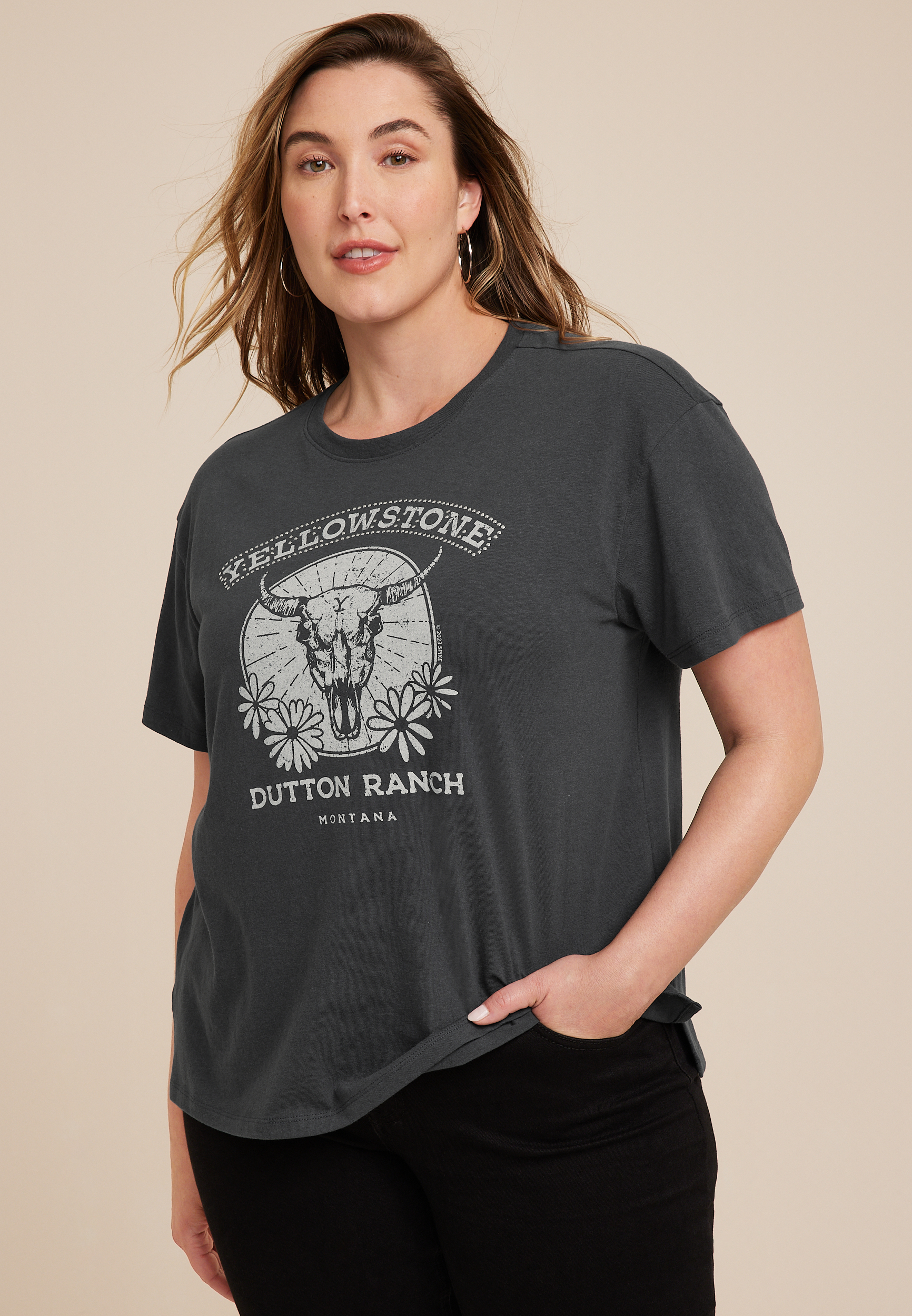 Plus Size Yellowstone Graphic Tee, PHANTOM BLACK, large