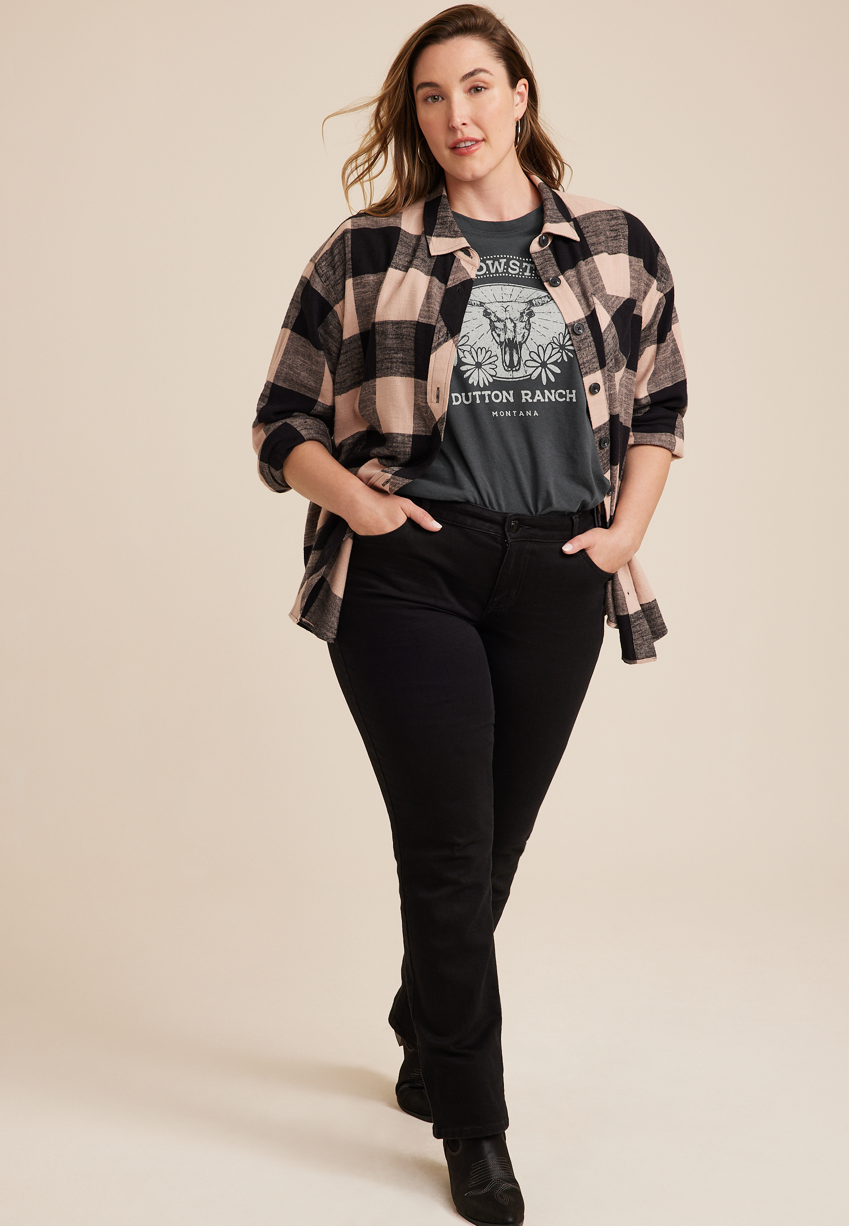 Plus Size Yellowstone Graphic Tee, PHANTOM BLACK, large