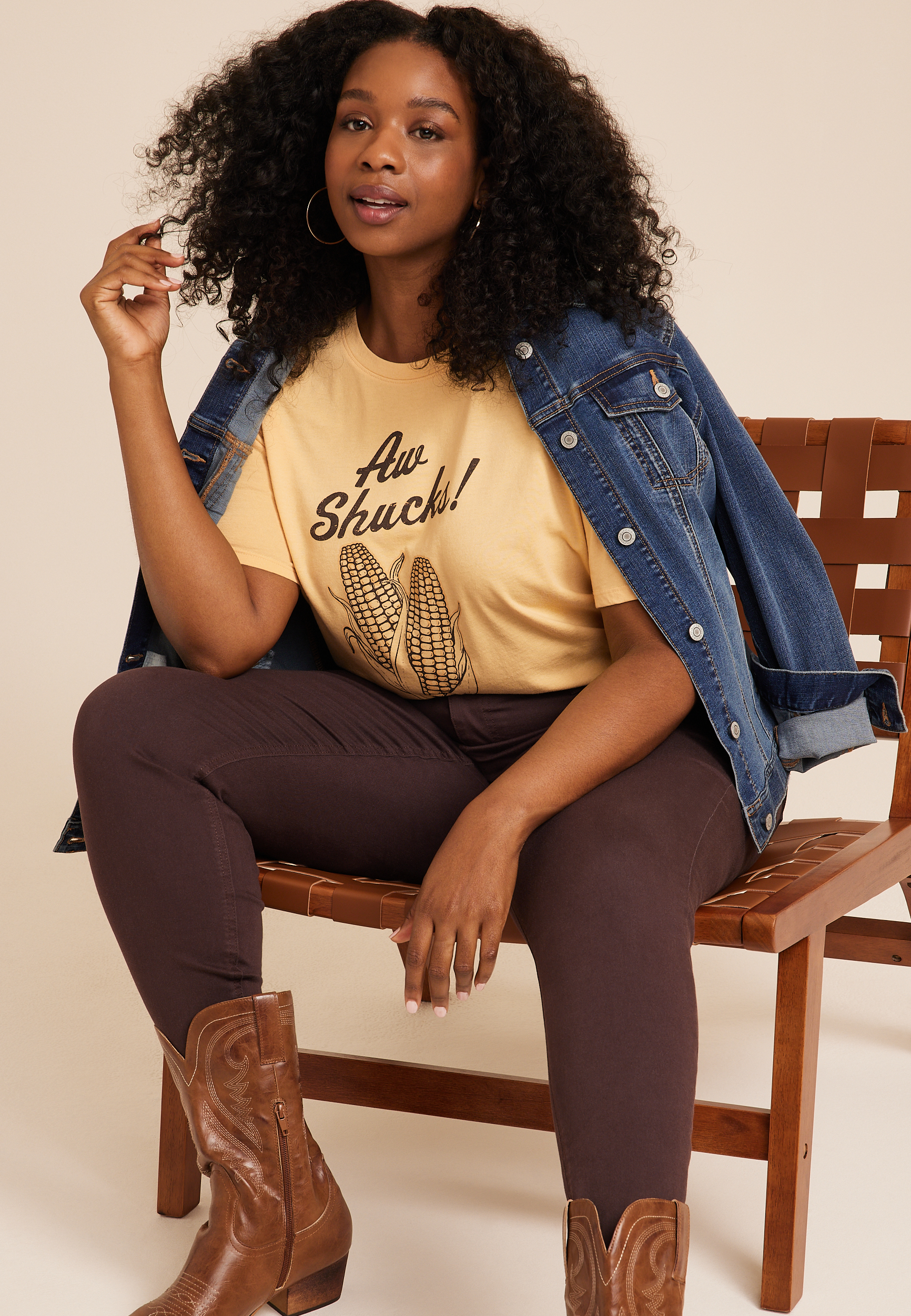 Plus Size Yellow Aw Shucks Corn Graphic Tee, C4124, large