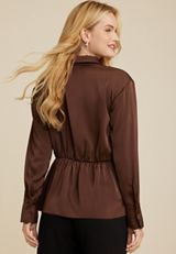 Satin Collared Wrap Blouse, C9289, small