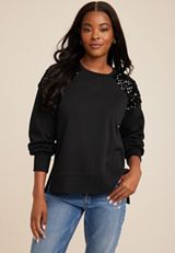 Sequin Shoulder Sweatshirt, C106, small