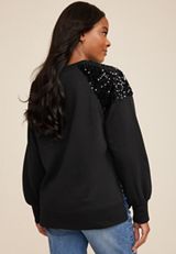Sequin Shoulder Sweatshirt, C106, small