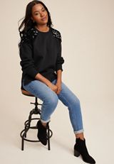 Sequin Shoulder Sweatshirt, C106, small