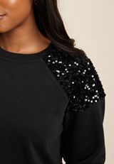 Sequin Shoulder Sweatshirt, C106, small