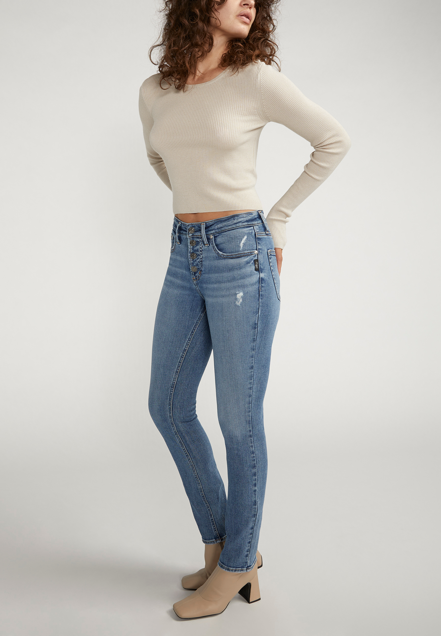 Silver Jeans Co.&reg; Most Wanted Mid Rise Button Fly Straight Jean, C3337, large
