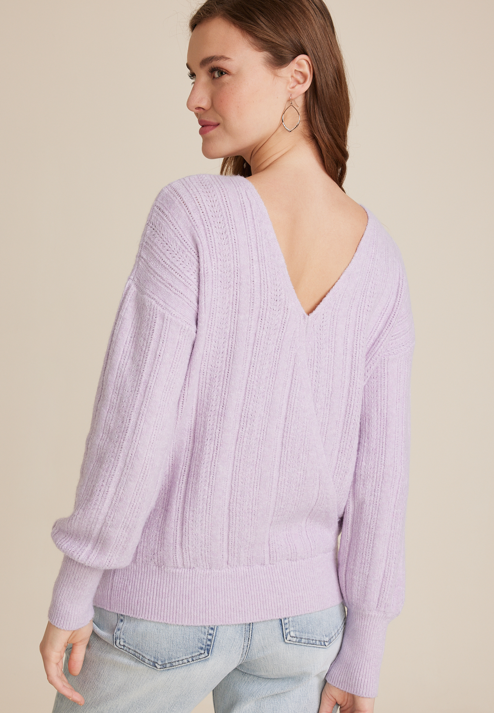 Cable Knit Reversible Wrap Sweater, C9381, large