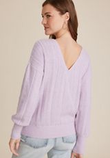 Cable Knit Reversible Wrap Sweater, C9381, small