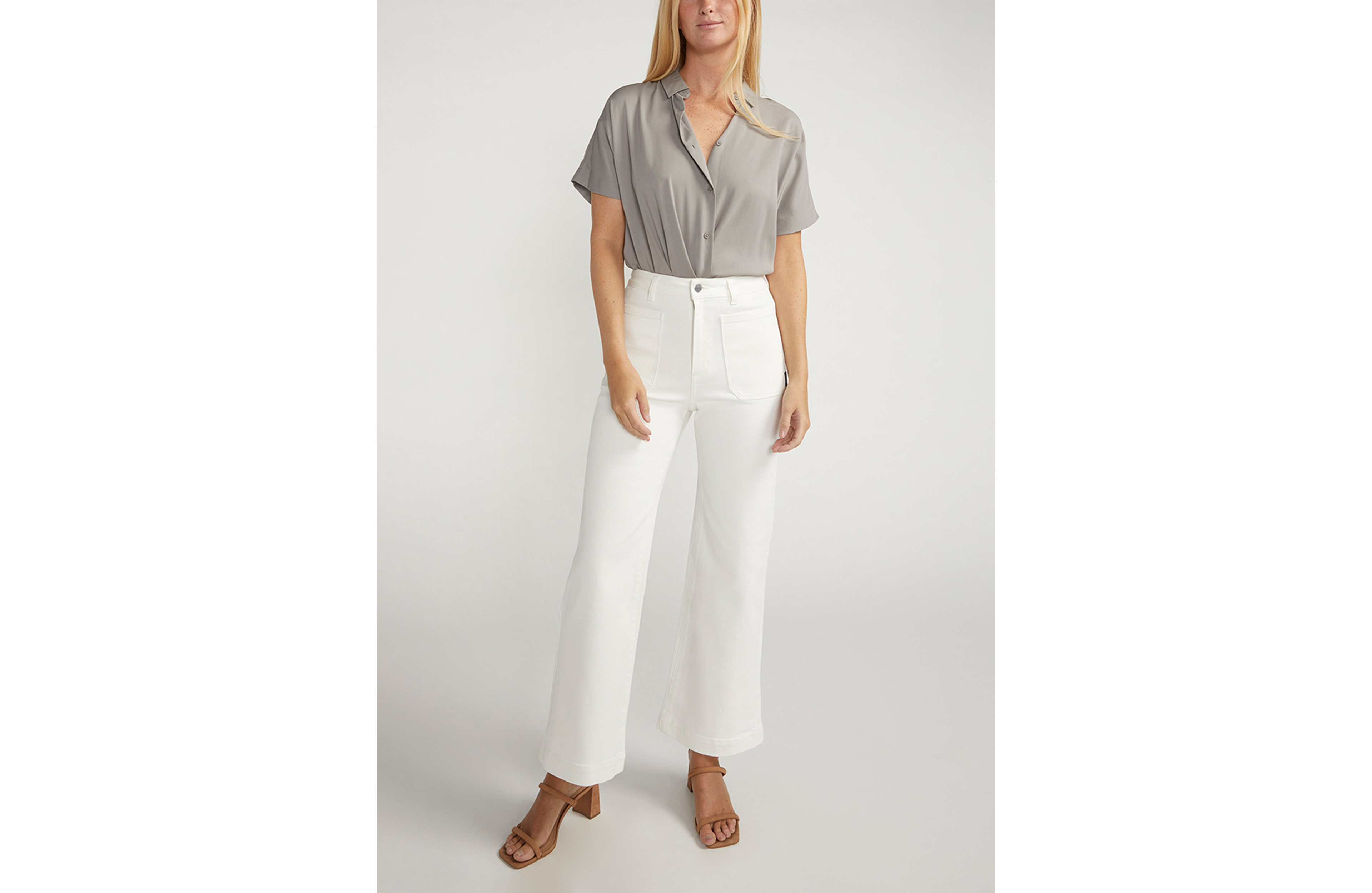 Silver Jeans Co.® White High Rise Patch Pocket Wide Leg Jean