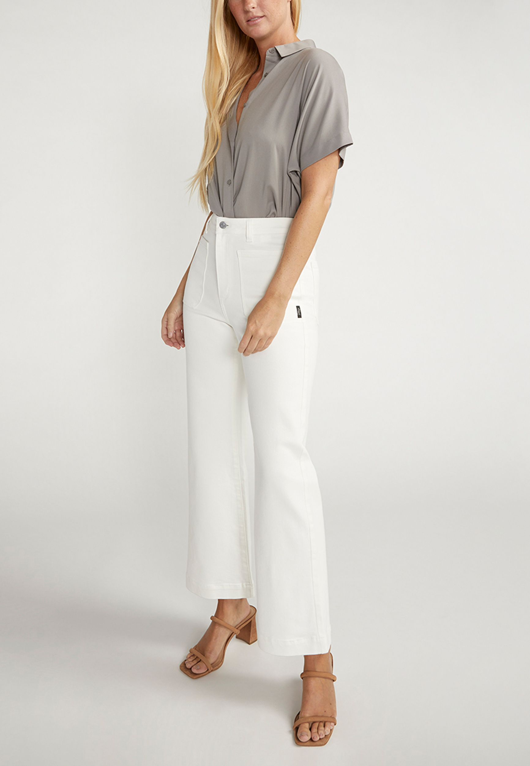 Silver Jeans Co.&reg; White High Rise Patch Pocket Wide Leg Jean, C223, large