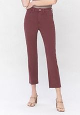 Vervet&trade; Ankle Straight Burgundy High Rise Jean, BURGUNDY, small