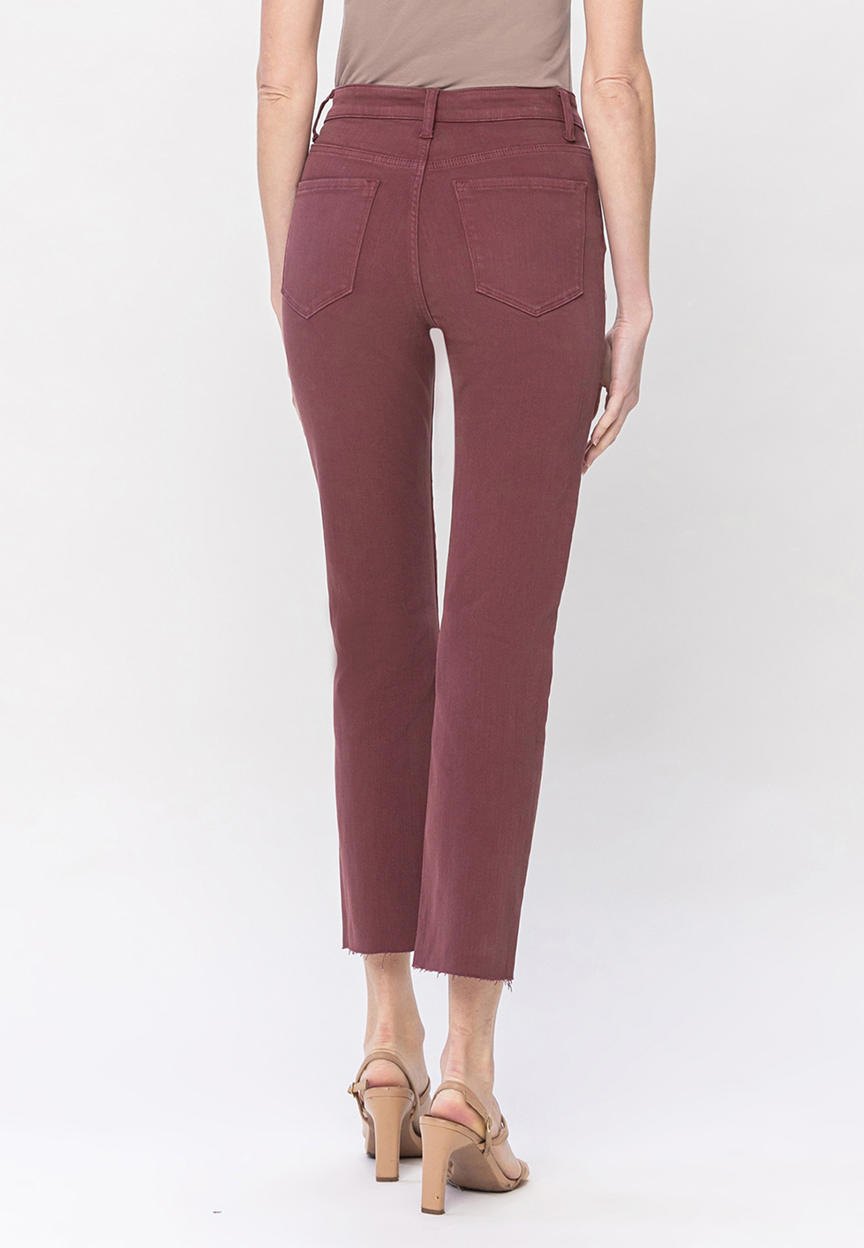 Vervet&trade; Ankle Straight Burgundy High Rise Jean, BURGUNDY, large