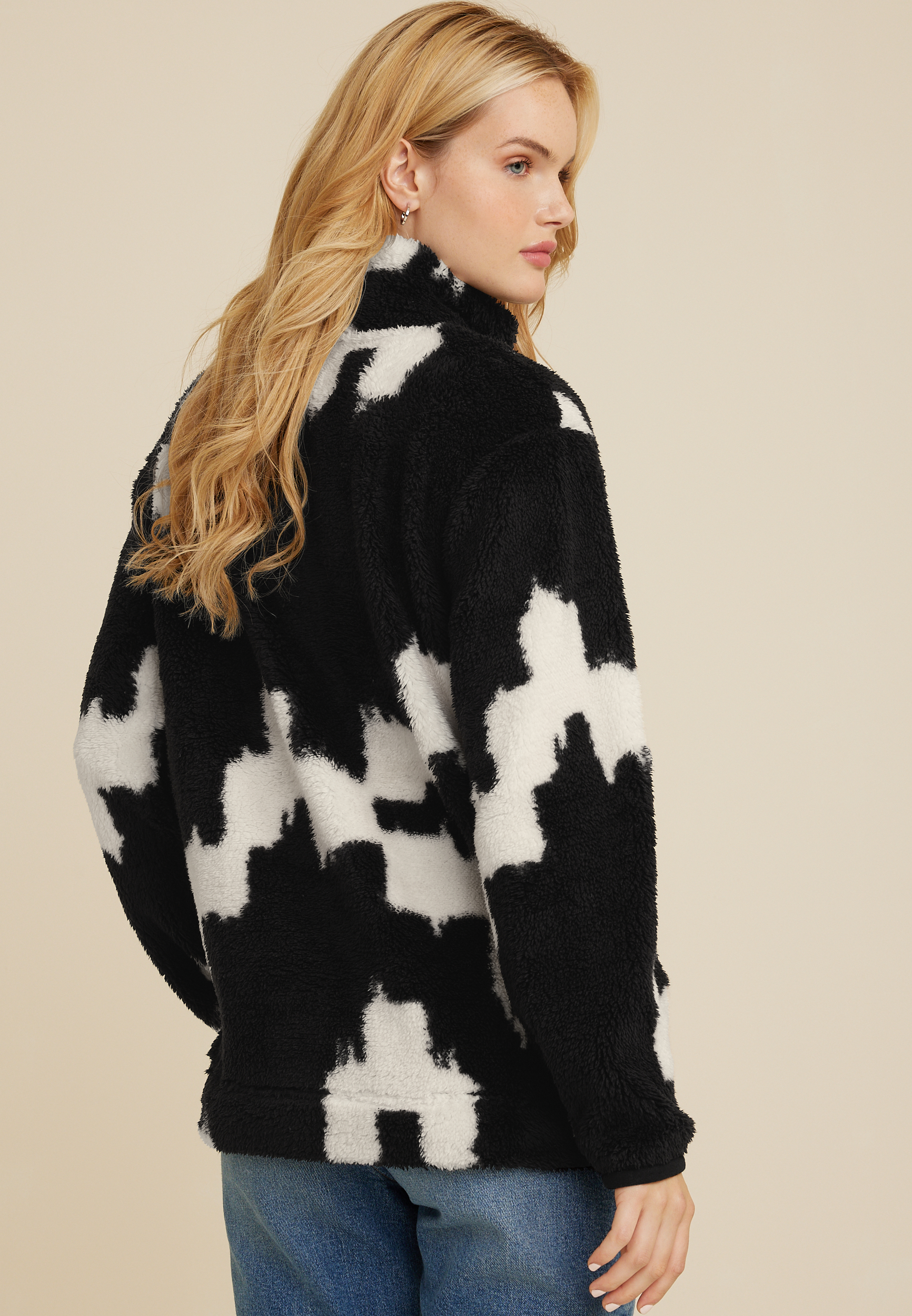 Teddy Sherpa Ikat Sweatshirt, C1756, large