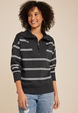 Willowsoft Collared Striped Sweatshirt, C1756, small