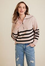 Willowsoft Collared Striped Sweatshirt, C9081, small