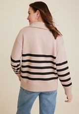Willowsoft Collared Striped Sweatshirt, C9081, small