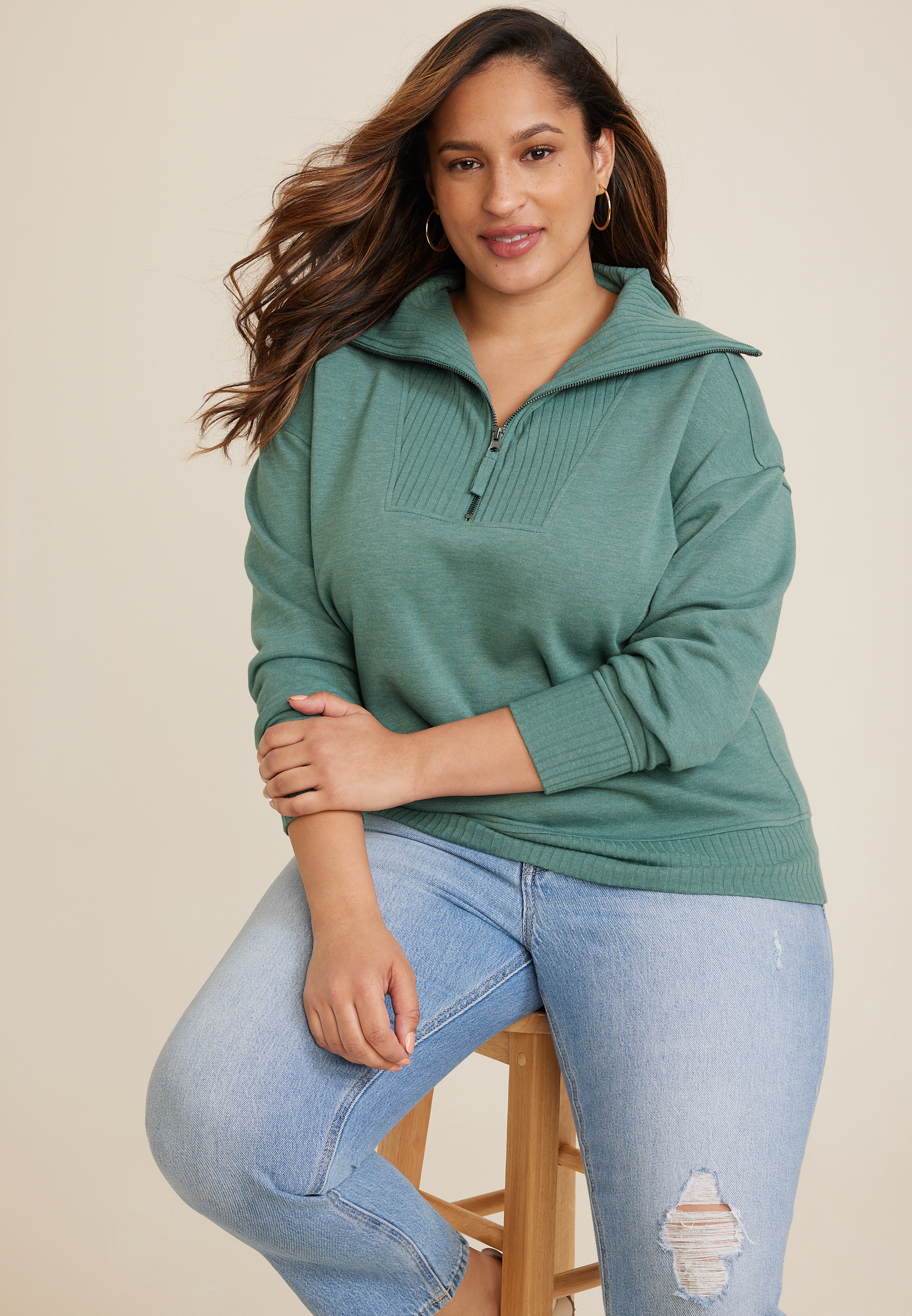 Green Plus Size Hoodies & Sweatshirts