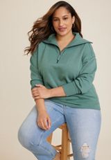 Plus Size Willowsoft Collared Sweatshirt, C531, small