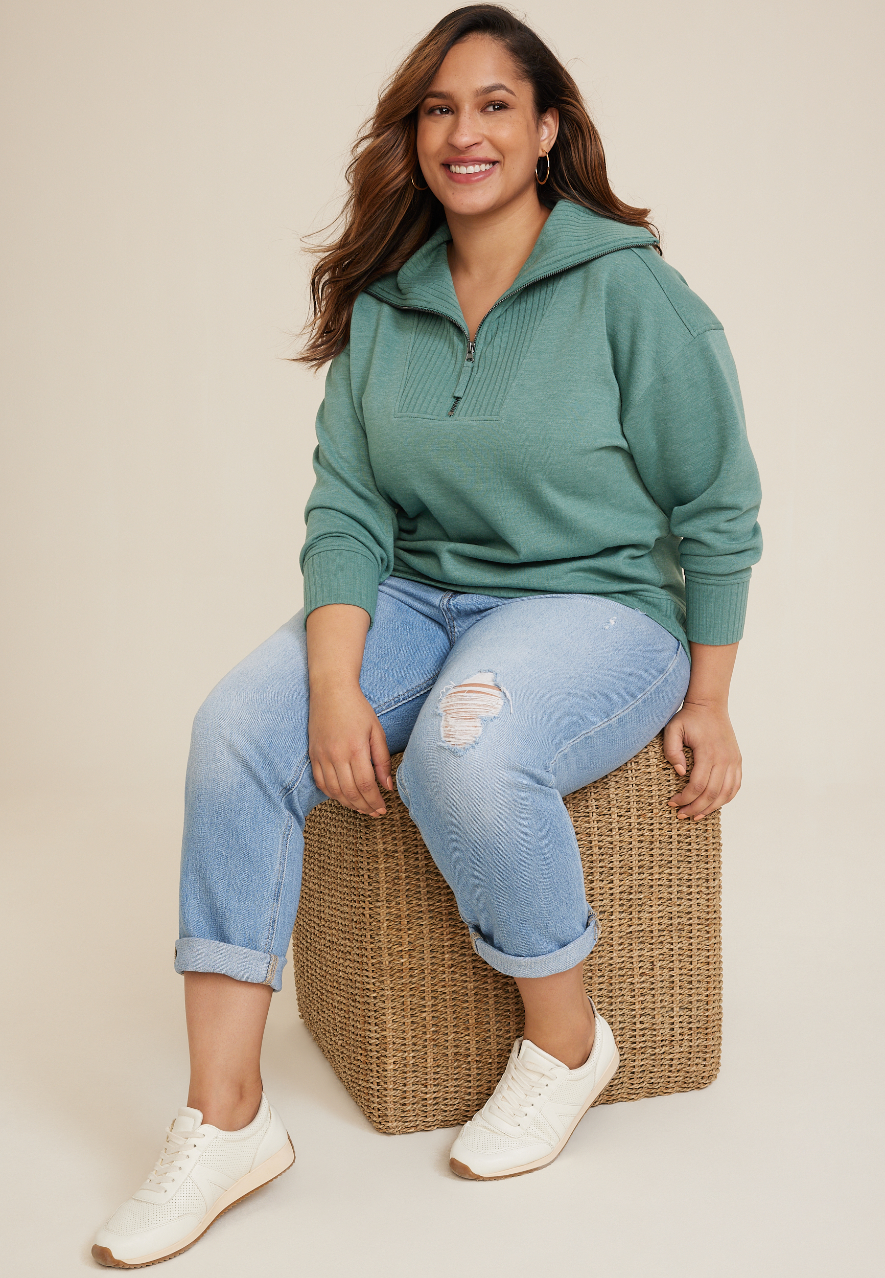 Plus Size Willowsoft Collared Sweatshirt, C531, large