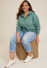 Plus Size Willowsoft Collared Sweatshirt, C531, small