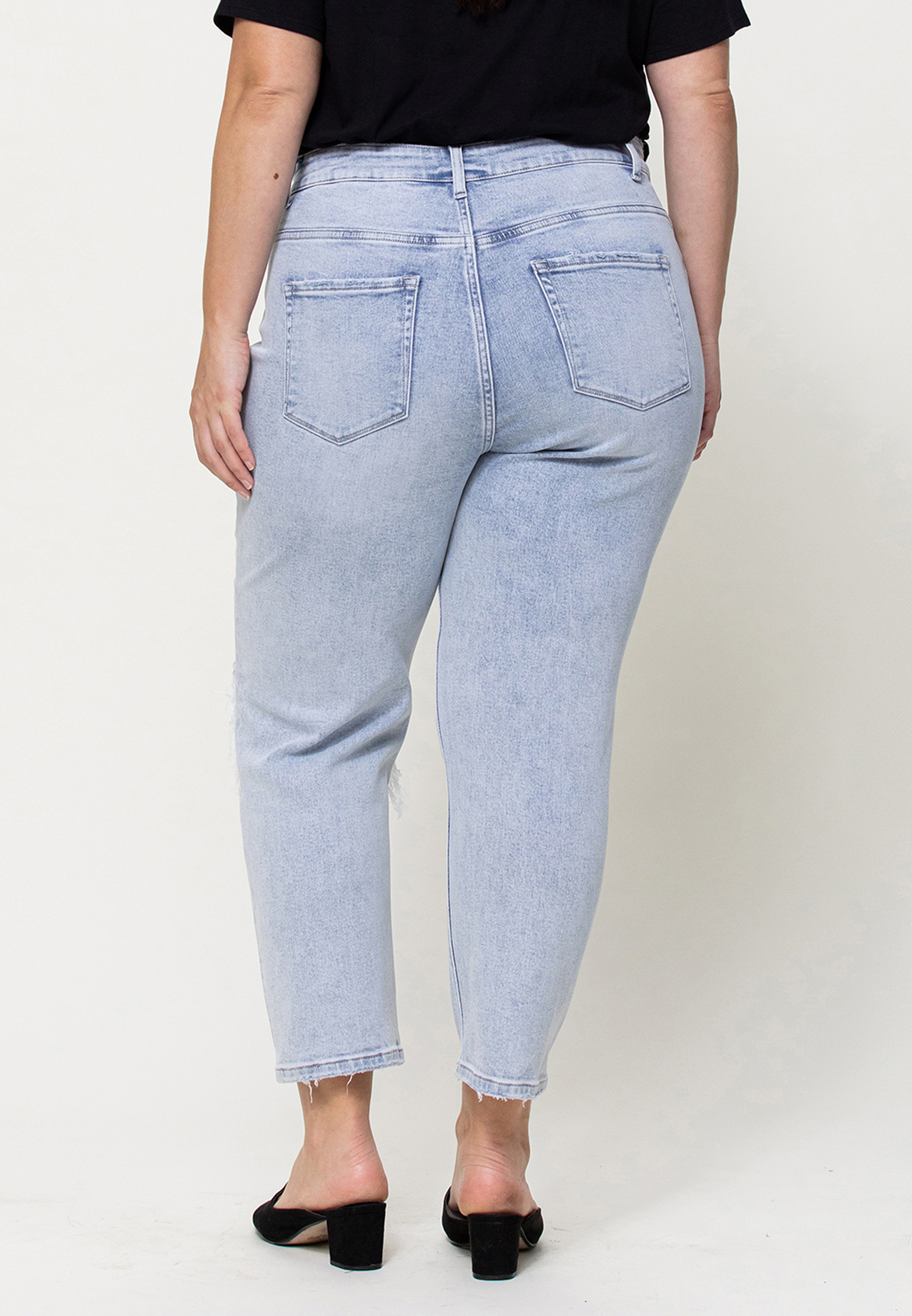 Plus Size VERVET&trade; Ripped High Rise Mom Jean, LIGHT SANDBLAST, large