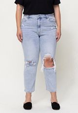 Plus Size VERVET&trade; Ripped High Rise Mom Jean, LIGHT SANDBLAST, small