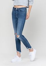VERVET&trade; Ankle Skinny Mid Rise Frayed Hem Jean, DARK SANDBLAST, small