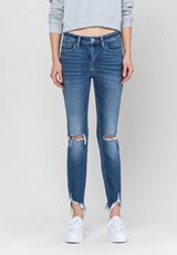 VERVET&trade; Ankle Skinny Mid Rise Frayed Hem Jean, DARK SANDBLAST, small