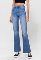 Flying Monkey&trade; 90s Flare High Rise Ripped Dad Jean, C3337, small