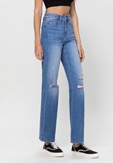 Flying Monkey&trade; 90s Flare High Rise Ripped Dad Jean, C3337, small