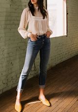 Flying Monkey&trade; Ankle Straight Mid Rise Cuffed Hem Jean, C3337, small