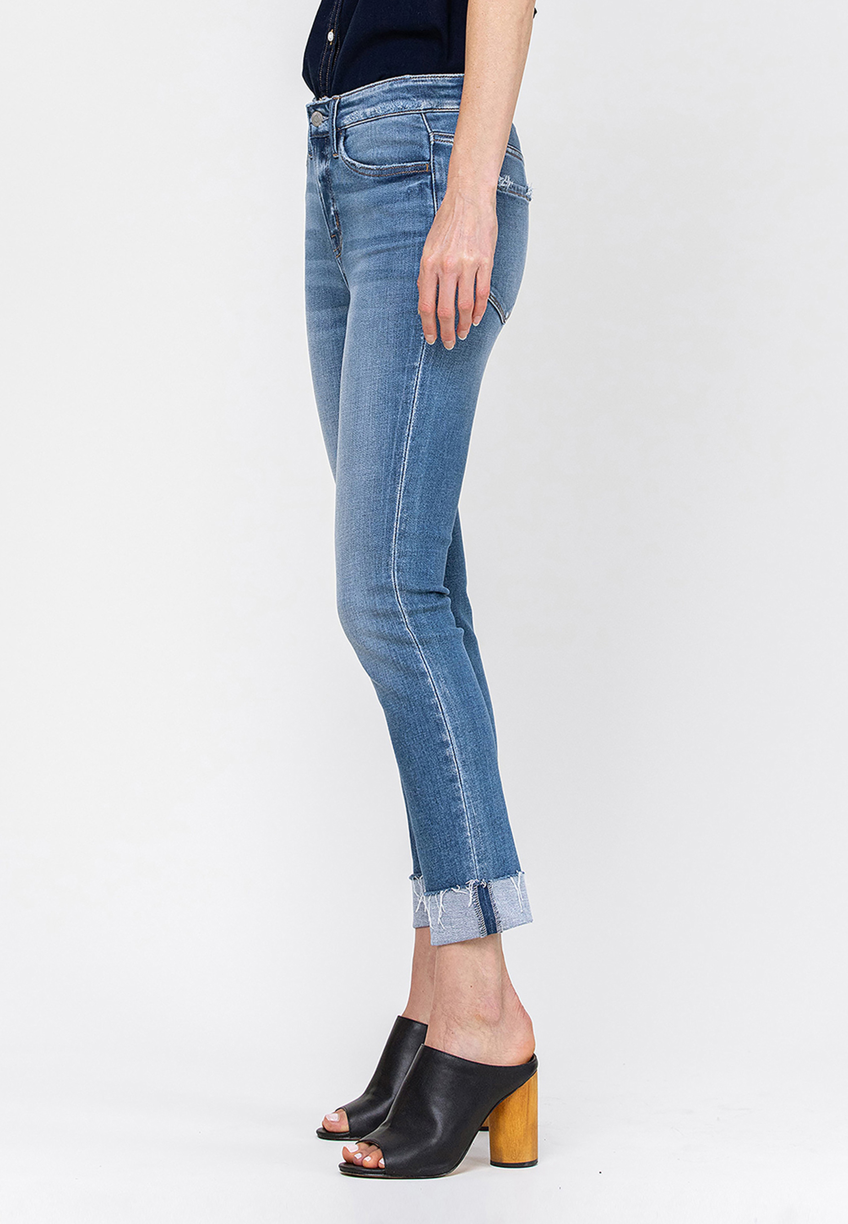 Flying Monkey&trade; Ankle Straight Mid Rise Cuffed Hem Jean, C3337, large
