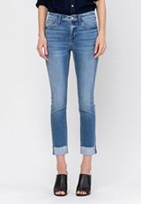 Flying Monkey&trade; Ankle Straight Mid Rise Cuffed Hem Jean, C3337, small