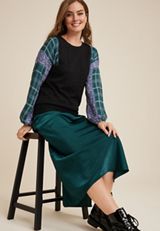 Mixed Media Sleeve Pullover, BLACK COMBO, small