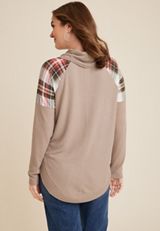 Haven Cowl Neck Top, HEATHERED COCOA COMBO, small