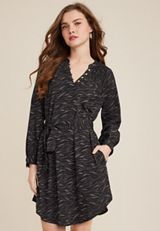 Zebra Smocked Dress, BLACK COMBO, small