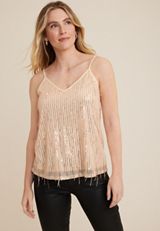 Sequin Fringe Cami, C727, small