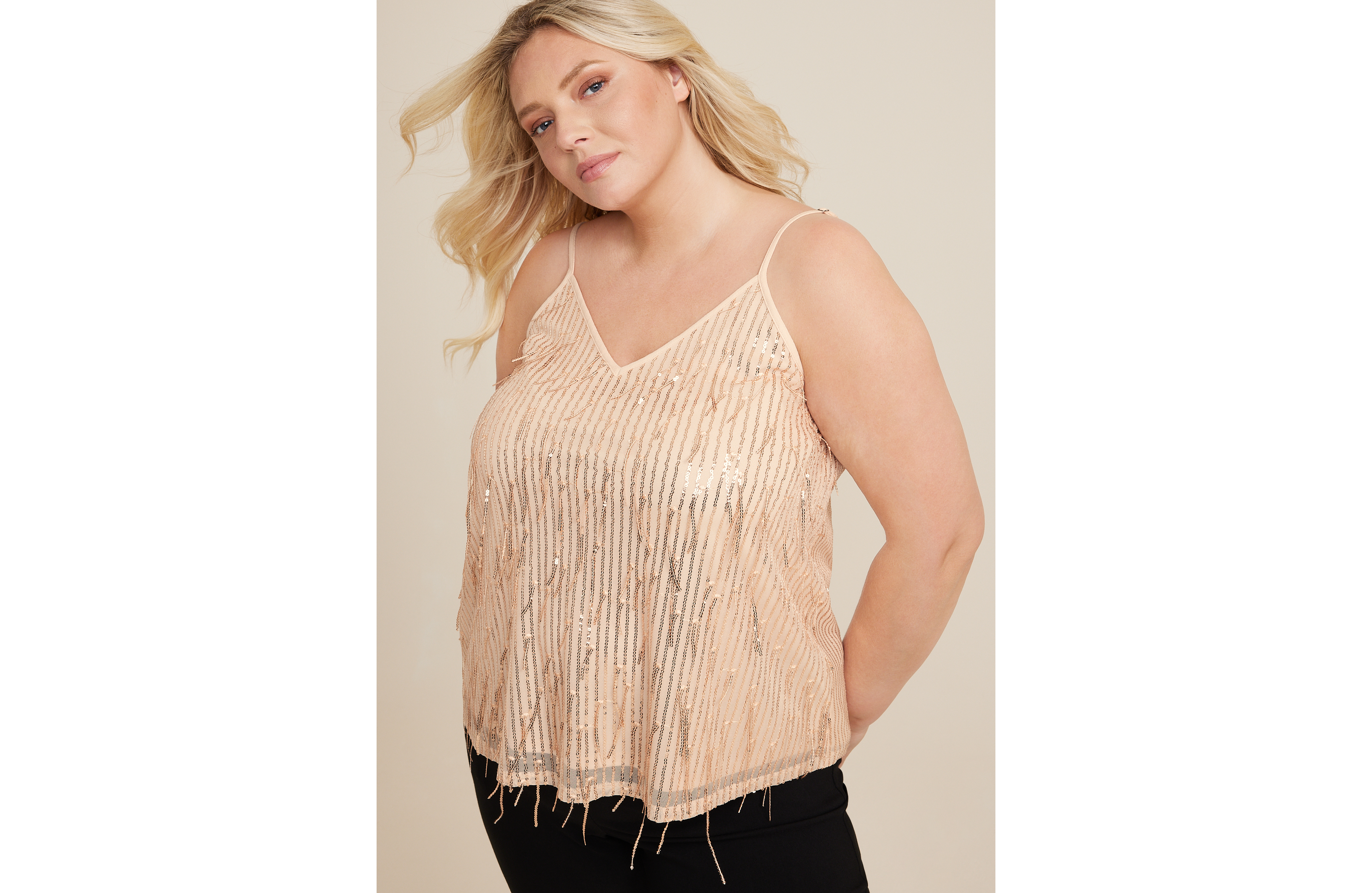Plus Sequin Fringe Cami
