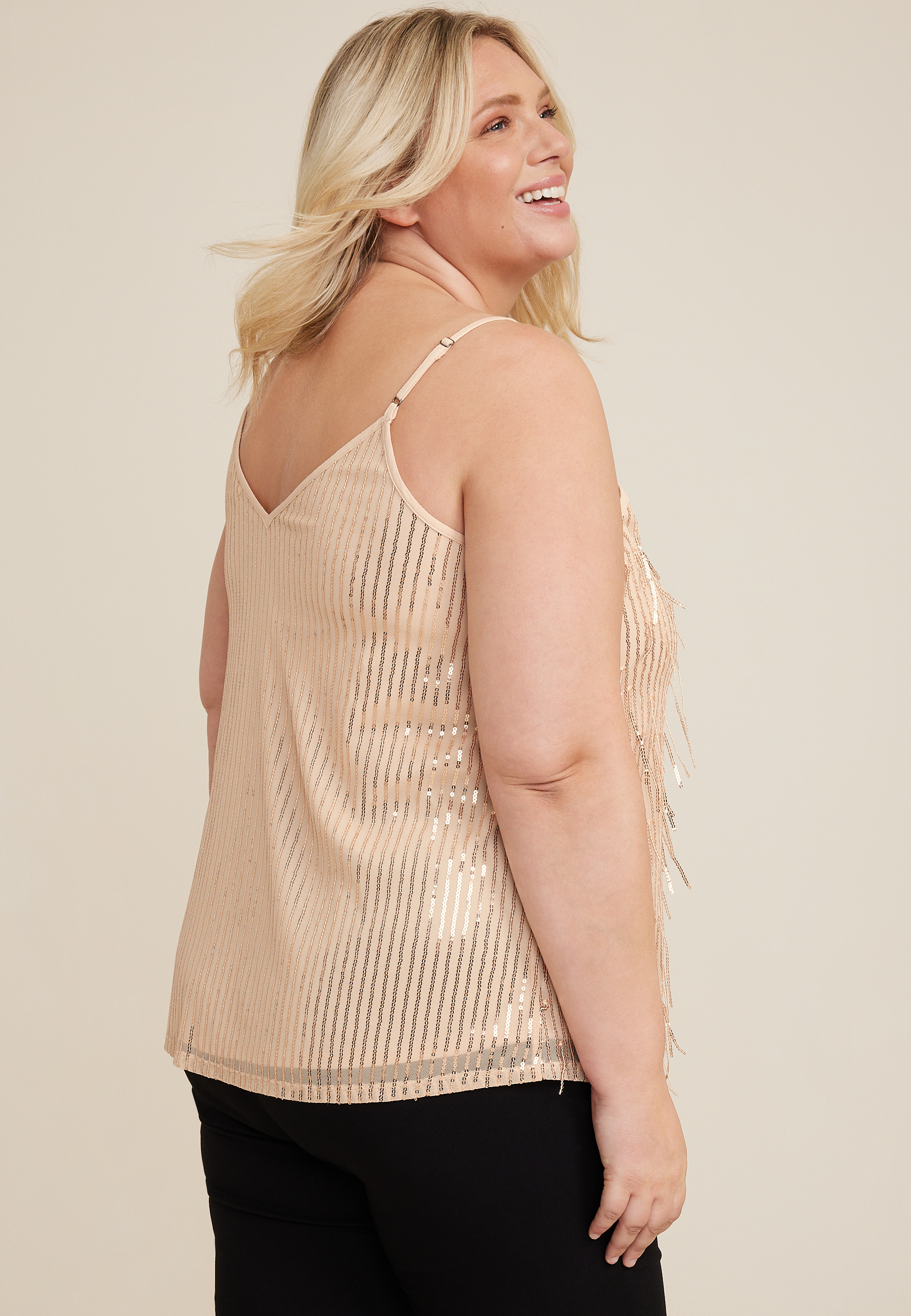 Plus Size Sequin Fringe Cami, C727, large