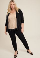 Plus Size Sequin Fringe Cami, C727, small