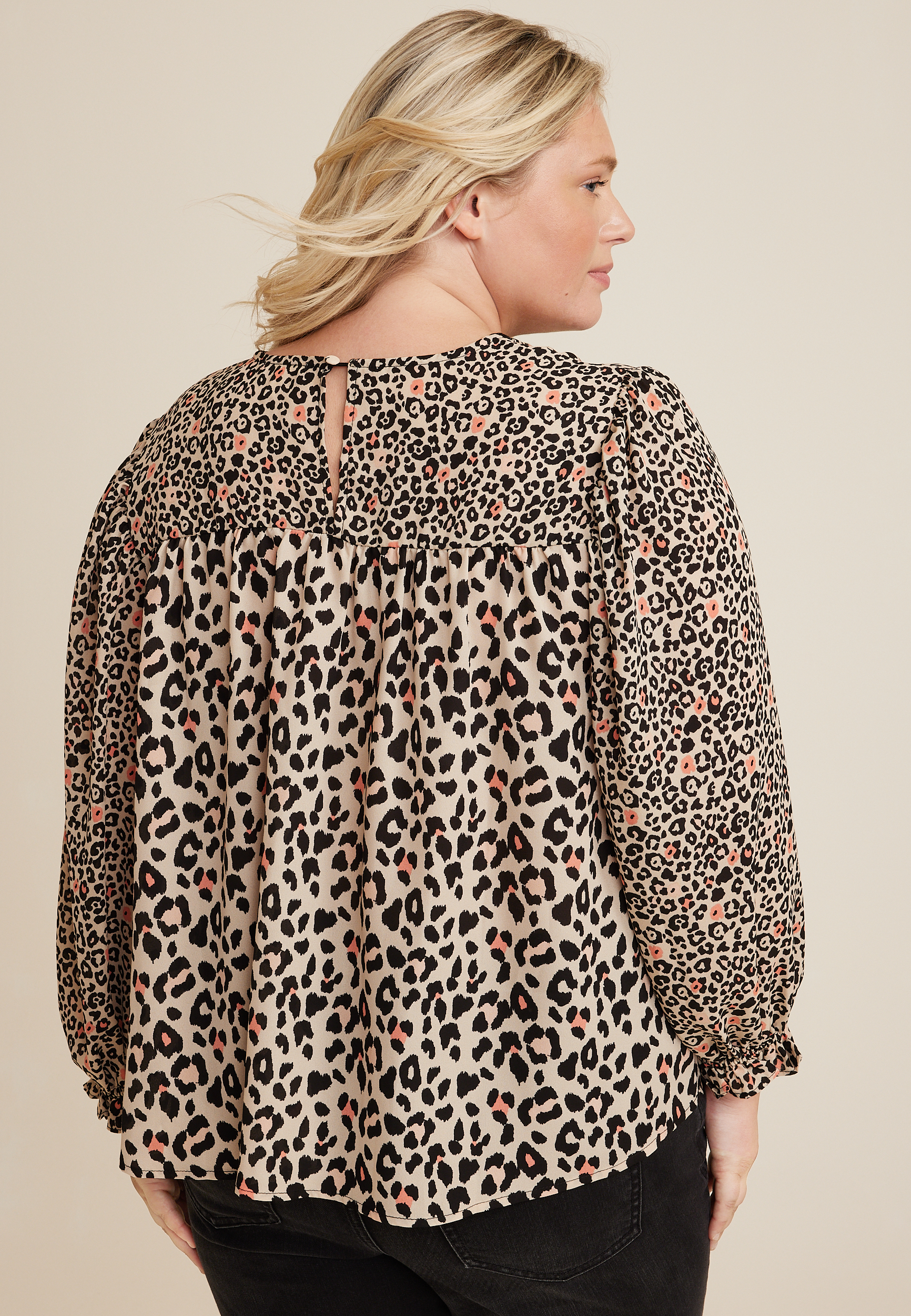 Plus Size Mix Media Blouse, MULTI COMBO, large