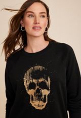 Glitter Skull Sweatshirt, C106, small
