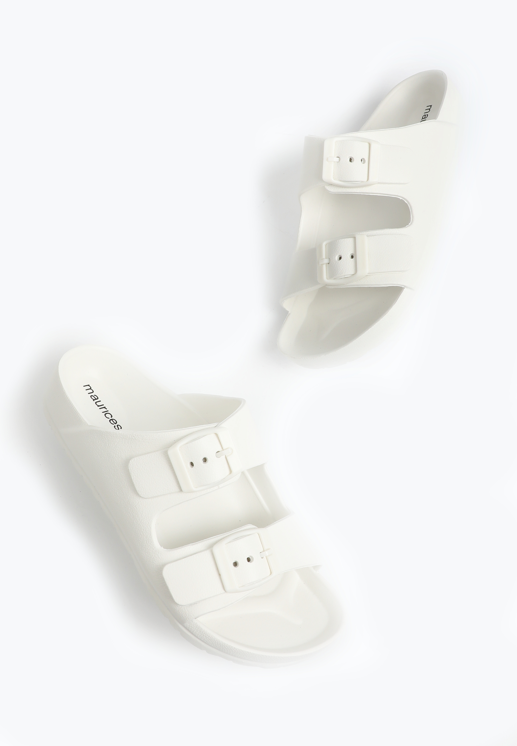SuperCush Remi Double Strap Buckle Slide Sandal, WHITE, large