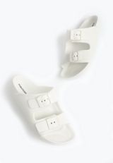 SuperCush Remi Double Strap Buckle Slide Sandal, WHITE, small