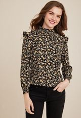 Vigoss&reg; Floral High Neck Ruffle Trim Blouse, C1756, small