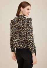 Vigoss&reg; Floral High Neck Ruffle Trim Blouse, C1756, small