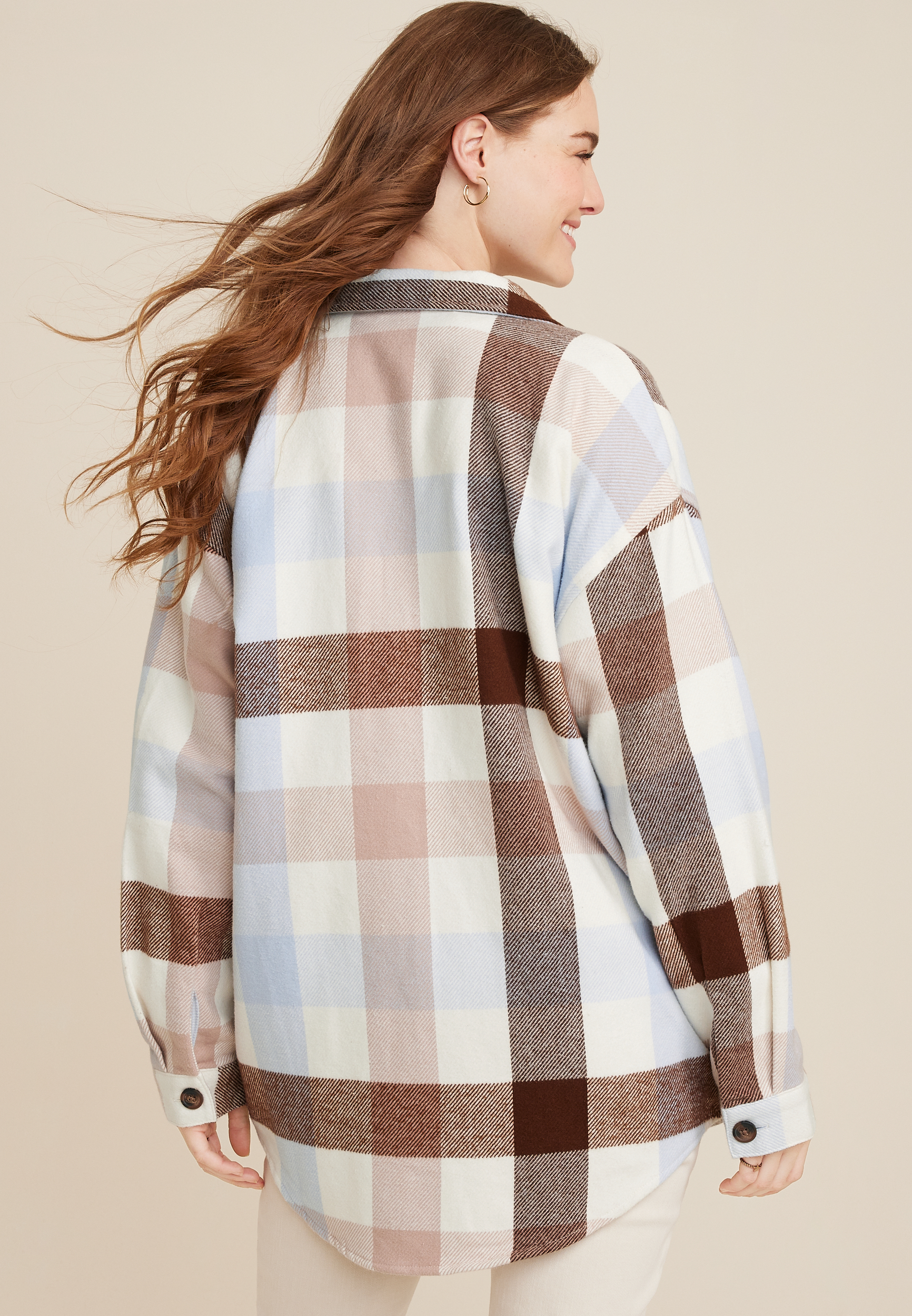 Plaid Twill Shacket, C3986, large