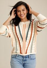 Chenille Striped Dolman Sweater, C3986, small