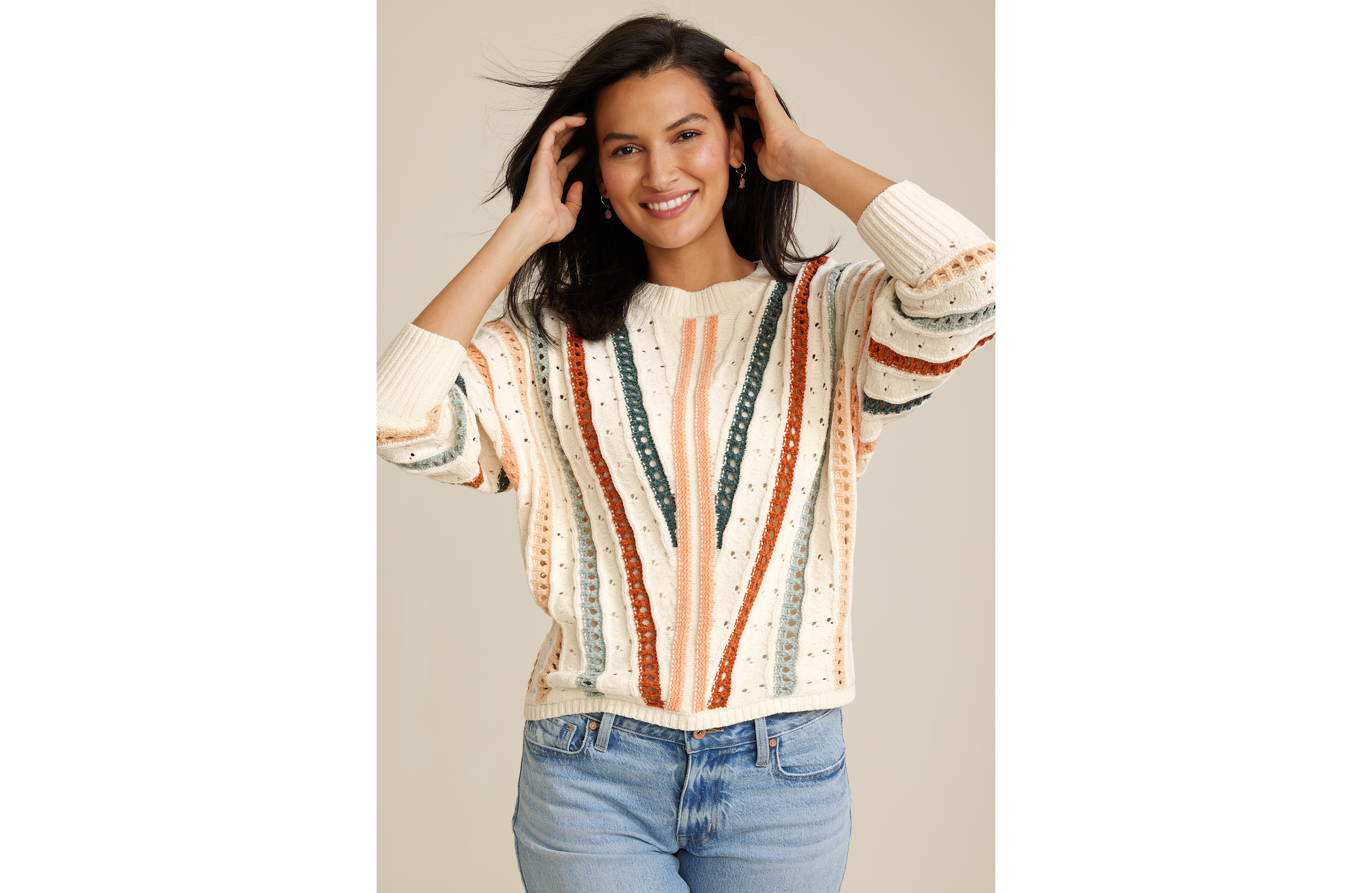 Chenille Striped Dolman Sweater
