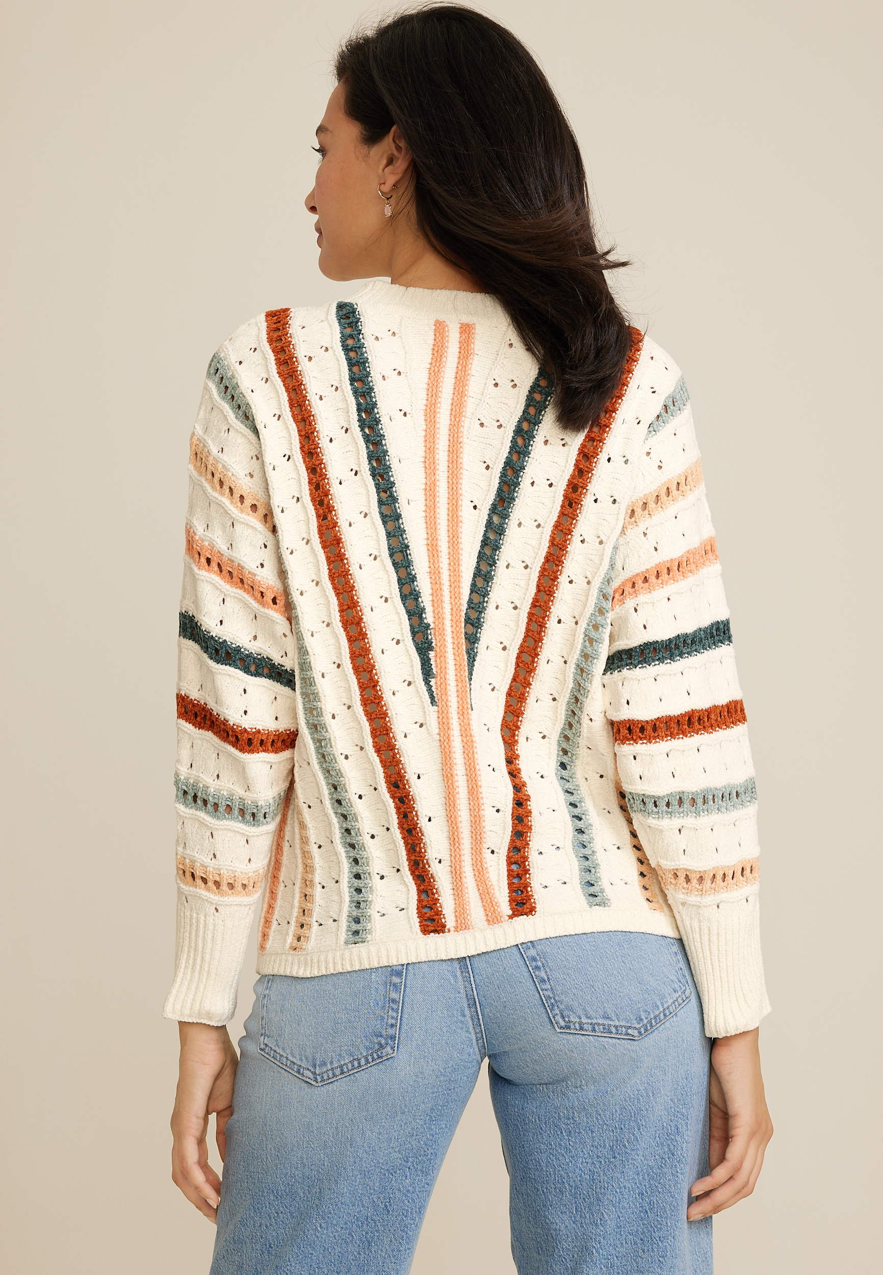 Chenille Striped Dolman Sweater, C3986, large
